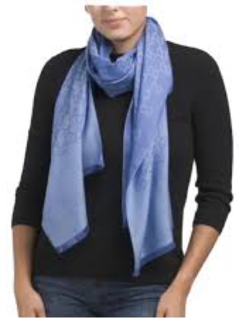 Gucci Light and Deep Blue GG Monogram Silk-Blend Shawl - Picture 4 of 6